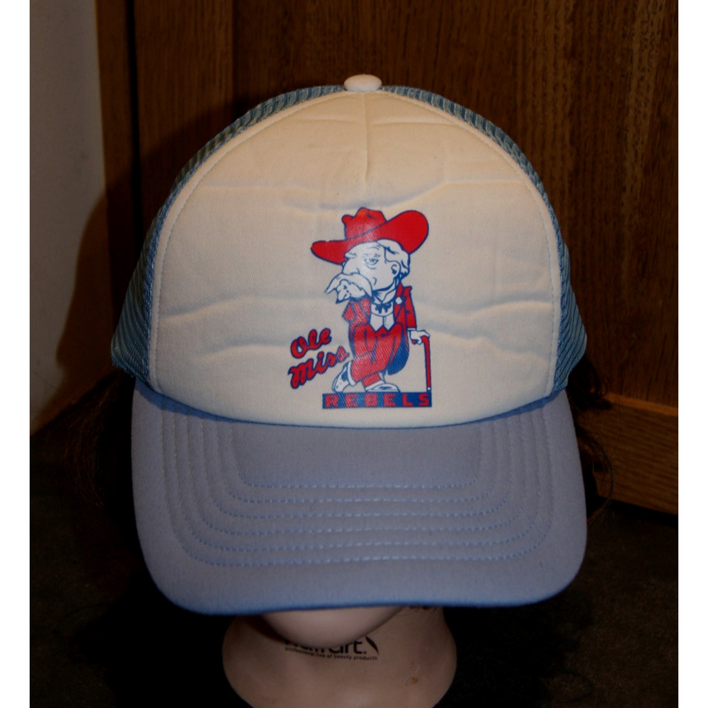 Vintage 90s Ole Miss Rebels Colonel Reb Trucker Foam Snapback Hat Cap EUC - Picture 3 of 8